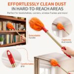 Dusting Orange Cloth with Handle | Removable Cotton Dry Cleaning Duster Jhatki | for Home, Office & Furniture Cleaning | Reusable Washable Jhatakni | Pack of 2 - Image 3