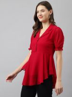 KERI PERRY Women's Georgette Solid Flared Western Regular Fit Top|Winter Top|Western Top| Top for Women|Latest Women Top|Trendy Women Top|New Launched - Image 2