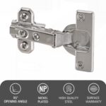 Hettich Slide On Hinge 0K with Mounting Plate Cabinet Hinges | Cabinet Hinges | Full Overlay | Nickel Plated Finish | 95° Opening | 14-25mm Thick Panel | Pack of 5 (10 Hinge) - Image 5