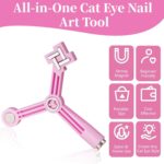 Bluedeal Cat Eye Nail Magnet Tool with Steel Ball, Multifunctional Nail Magnet for Cat Eye Gel Polish, Dual End Nail Art Magnet Tool for Salon and Home DIY Nail Design (4 in 1 Cat Eye / Pink) - Image 4