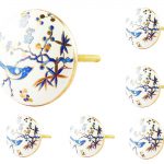 Knobs for Drawers - Vintage Assorted Ceramic Drawer Handle for Kitchen Cabinets Home Interior Décor Furniture Hardware (6, Blue Bird) Pack of 6