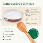 Ember Cookware Arcilla Ceramic Frying Pan 24 cm | 5-Year Warranty | 75% Less -Oil Usage | Lightweight, Non-Toxic Non-Stick Ceramic Frypan | Steel Handle- Induction & Oven Compatible | Terracotta - Image 3