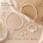 4 Piece Pearl Jewelry Set for Girls | Pearl Hair Band, Necklace, Bracelet & Earrings Set | Kids Fashion Accessories for Wedding, Birthday Party, School Functions & Special Occasions - Image 4