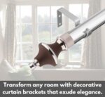 Stainless Steel & ABS Curtain Bracket Parda Holder with Support 1 Inch Rod Pocket Finials Designer Door and Window Rod Support Fittings, Curtain Rod Holder (Pair of 6 ,Brown ) - Image 3