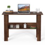 Furniture Café Modern Computer Desk with Storage Shelf – Study Writing Table for Home Office and Bedroom (Wenge) - Image 5