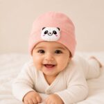 Baby Caps Pack of 3 | 100% Super Soft Cotton Cap for New Born Baby Boys & Girls | Cute Panda & Teddy Bear Design | Unisex Infant Hat - Image 3