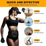 ABS Stimulator, Abdominal Toning Workout Belt Portable, Ab Stimulator Home Office Fitness Workout Equipment, USB Rechargeable Gear for Men and Women Black - Image 2