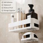 Qubist Bathroom Organiser Self Adhesive Shelf for Wall - No Drill Bathroom Rack, Waterproof & Rust Proof Bathroom Storage Organizer with Soap Holder (1 Bathroom Shelves) - Image 6