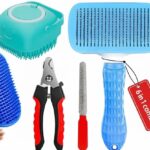 6 in 1 Pet Grooming Kit for Dog and Cat with Shedding Brush Nail Clipper Bath Brush Flea Comb and Complete Grooming Tools Set for Home Pet Hair Care Fur Cleaning and Professional Daily Pet Grooming Use