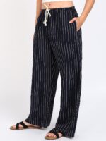 Alan Jones Clothing Women's Linen Blend Striped Easy Pants | Wide Leg Straight Fit | Lightweight Breathable Summer Trousers with Pockets - Image 3