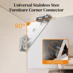 Serplex® 20Pcs Furniture Corner Connectors with 120Pcs Screws, Heavy Duty Stainless Steel Angle Corner Connectors Corner Brackets Metal Corner Braces for Wood Cabinets, Shelves, Furniture Assembly - Image 3