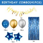 Party Propz Birthday Decoration Kit - 41 Pcs,Birthday Decoration Kit for Boys,Husband, Blue Balloons for Birthday Decoration, Foil Balloons, Happy Birthday Banner, Fringe Curtains - Image 3
