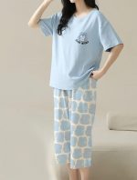 Women T-Shirt & Capri Pants Night Suit Set, Printed Casual Sleepwear for Women, Soft Lounge Wear Co-Ord Set Home Comfort - Image 7