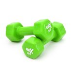 RUBX Premium Unisex Vinyl Dumbbells for Exercise & Fitness – Set of 2, Ideal for Strength Training at Home or Gym, Perfect for Beginners & Advanced Users (2 kg Each, Total 4 kg) – Versatile (GREEN)