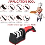 Professional Kitchen Knife Sharpener with 3-Stage Sharpening System, Ergonomic Red Handle, Black (1, 4-Stage) - Image 5