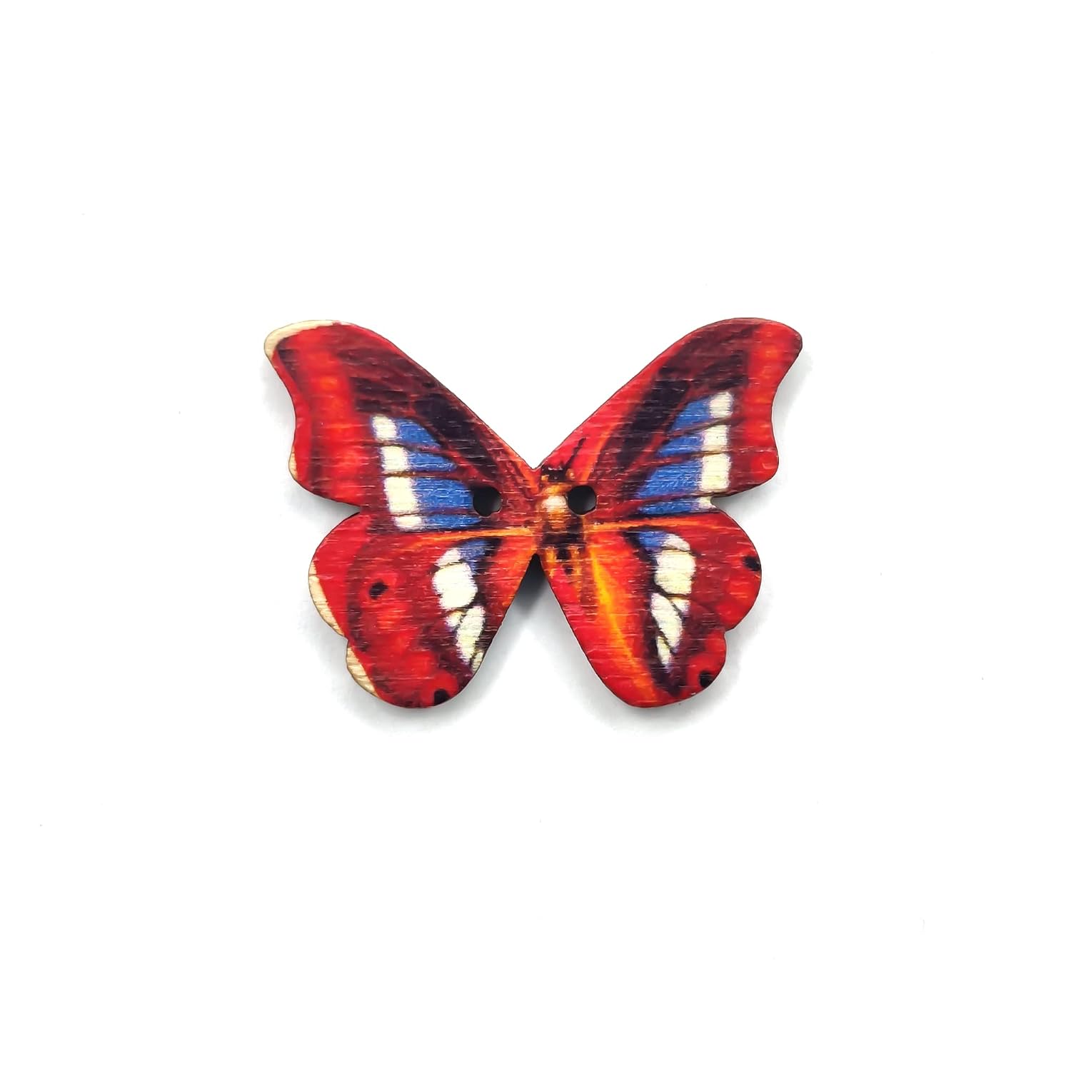 61tuh3dRL._SL1500_.jpg Wooden Butterfly Shape Buttons 2 Hole Sewing Buttons for Fashion/Replacement/Decorative/Jackets/Kurtis and Also Used DIY Art and Craft item (711 - Wooden RED BLU BUTTERFLY Buttons 24 pcs) - Image 1