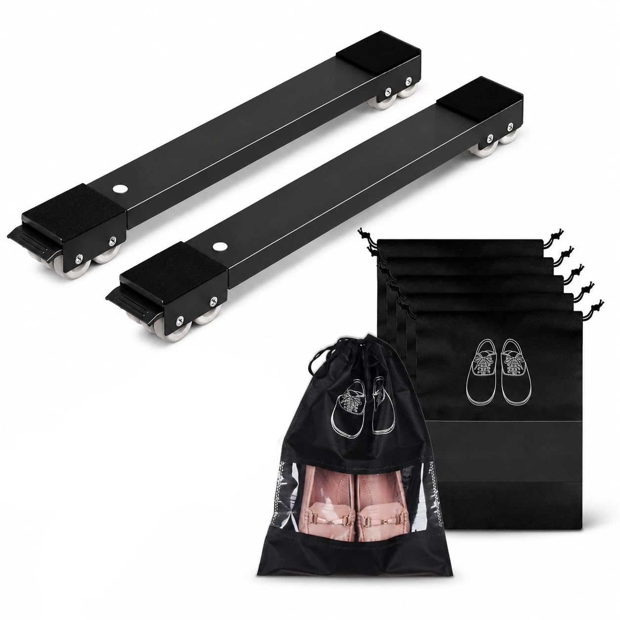 61u3DSC8f-L._SL1254_.jpg Combo of Gray Furniture Lifter and Mover Tool Set with (Shoes Cover bag), Wheels for Heavy Furniture, Heavy Duty Furniture Mover Rollers, Heavy Appliances Mover for Home, Bed Lifter Tool - Image 1