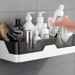 REWOP Self Adhesive Storage Rack, Wall Mounted Plastic Shelf Organizer for Bathroom Accessories and Hardware