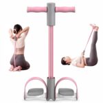 PANCA Fitness Tension Rope with Wider Pedal | 6 Tube Elastic Yoga Pedal Puller Resistance Band | Exercise Stretching Band for Abs, Waist, Legs & Full Body Workout | Home Gym Equipment (Pink)