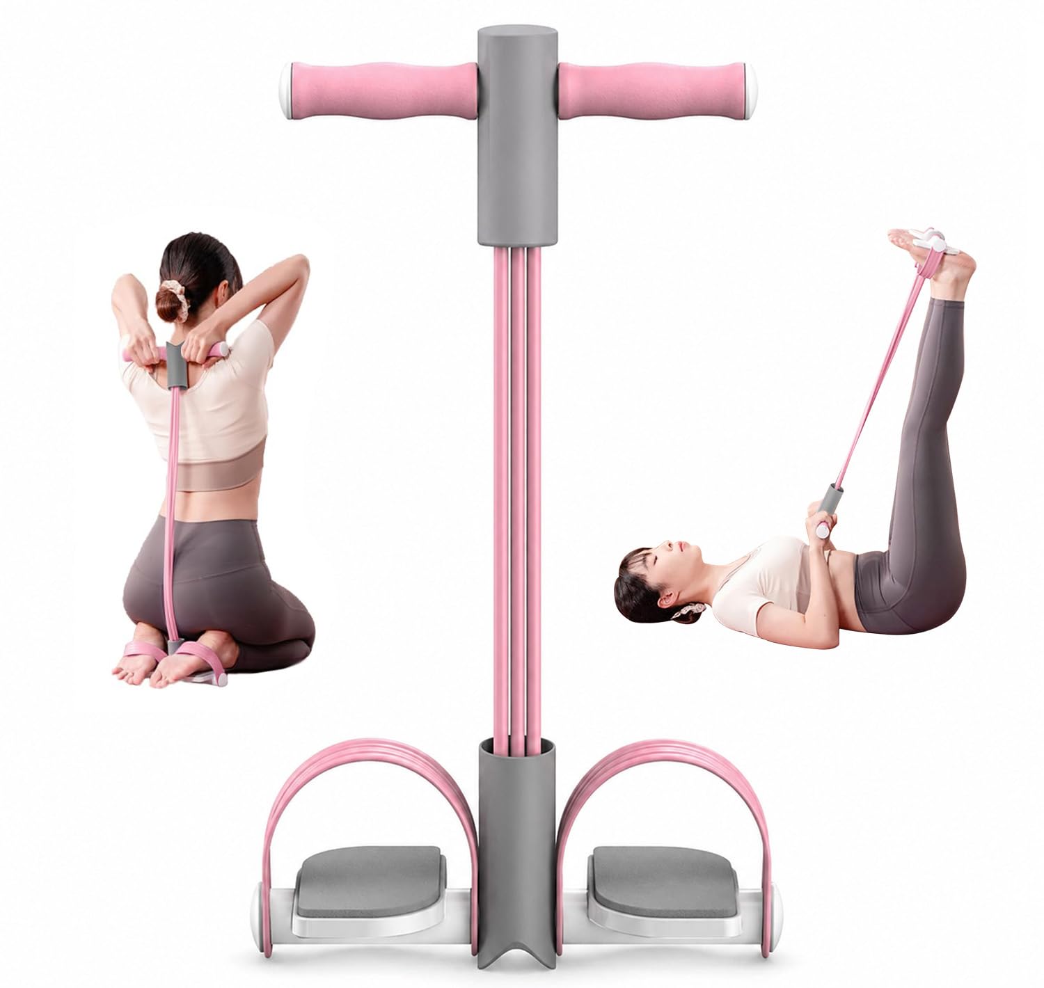61uPRcv5UnL._SL1500_.jpg PANCA Fitness Tension Rope with Wider Pedal | 6 Tube Elastic Yoga Pedal Puller Resistance Band | Exercise Stretching Band for Abs, Waist, Legs & Full Body Workout | Home Gym Equipment (Pink) - Image 1