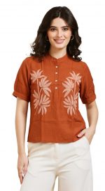 Women's Cotton Blend Embroidered Western Top | Trendy Embroidery Top for Women & Girls