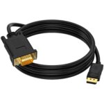 (in) DisplayPort to (Out) VGA Adapter DP to VGA Cable Male to Male Gold-Plated for Computer, Laptop, Monitor, TV, Projector (NOT Bidirectional) (3 FT-1PACK)