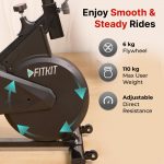 Fitkit by Cult FK7001 Spin Bike with 6Kg Flywheel, LED screen, Adjustable Brake Pad Resistance with Belt Drive System for Fitness at Home Workouts|Max Weight : 110 kg (Black) - Image 3