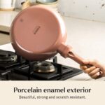 Ember Cookware Arcilla Ceramic Frying Pan 24 cm | 5-Year Warranty | 75% Less Oil Usage | Lightweight, Non-Toxic Non-Stick Ceramic Frypan | Matching Handle- Gas Compatible | ISI Certified | Terracotta - Image 6