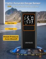 UN1QUE PT600 Cordless Tyre inflator for Car and Bike,150 PSI,6000 mAh Car Air Pump with LED Flash Light,Digital Display,Auto Shutoff Air Inflator for Cars,Bikes,Motorcycles,Balls - Image 4