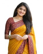 Woven Kanjivaram Silk Blend, Pure Silk Saree (Mustard)