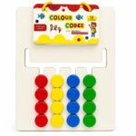 Wooden Colour Coder Puzzle Game for Kids, Montessori Color Sorting & Pattern Matching Board with Challenge Cards, Educational Brain Teaser Logic Toy for Fine Motor Skills, Preschool Learning Activity