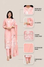 Sun Fashion And Lifestyle Kurta Sets for Woman | Kurti Set |Women's 3 Piece Kurta Pant Dupatta Set |Cotton Blend Kurta Woman |Elegant Suit for Women |Dupatta - Image 4