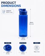 Water Bottles Set of 4 – 1000ml Plastic Drink Bottle Pack for Daily Use, School, Gym & Office – Leakproof BPA Free Reusable Hydration Bottles for Fridge (Pink, Blue,Black,Transparent) - Image 4