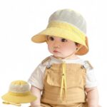 SNOWIE SOFT® Baby Sun Hat Summer Cap for Baby Girl 1-3 Years, Sun Protection Cap Bucket Hat with Chin Strap and Back Sun Shield Breathable Summer Protection Caps Visor Hats UV Caps for Beach Travel