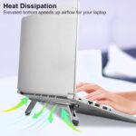 Laptop Stand, Mini Aluminum Lightweight Adjustable Heights,Computer Riser for Desk Adjustable Notebook Mount Stable for Tablets Laptops Keyboard 10-15.6 Silver Tabletop (Black) - Image 3