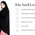 Women’s Modest Prayer Hijab scarf | Full Coverage Islamic Headscarf | Soft Breathable Namaz scarf | Lightweight Daily Wear Abaya Hijab for Women & Girls [BLACK]