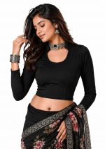 Atrangi Blouse for Women | Readymade Blouse | Saree Blause for Women | Stretchable Cotton Blend Full Sleeve High Neck Collar Crop Choli | Designer Ethnic - Image 6