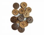 Ekta Enterprise Assorted Big Size Natural Coconut Shell Round Wooden Button Flower Laser Printed Dia. 18mm 2 Holed used for Clothing, Curtains, Art and Crafts, DIY Projects, Sweater, Designer Ladies Dress Sleeves, and Sewing Pack of 25