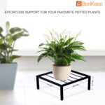 BonKaso Square (Pack of 8) Metal Plant Stand for Balcony & Garden (25.4x 25.4 x 12.7 cm) | Flower Pot Holder for Indoor & Outdoor Use | Decorative Planter Stand for Living Room & Home Decor- Black - Image 2