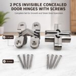 Prince Eleven 2 PCS Invisible Concealed Door Hinges with Screws | Heavy Duty Stainless Steel Cross Folding Hinge | 180° Frameless Hidden Hinges for Wooden Doors Cabinets and Kitchen (CCH-003) - Image 2