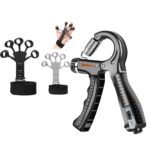 Finger Strengthener & Hand Gripper Combo with Counter Meter – Hand Strength Gripper & Finger Gripper for Forearms Exercise Equipment & Arms Workout