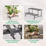 UGAOO Elevate 2-Tier Square Tube Heavy Duty Metal Plant Stand - Black | Iron Pot Stand for Indoor & Outdoor Use | Balcony, Patio, Living Room & Garden Decor - Image 4