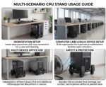 Metal CPU Trolley with Wheels for Home Use, Heavy Duty Adjustable Computer Stand, Steel Desktop CPU Holder with Lockable Castors, Under Desk Rolling Floor Stand for PC, UPS, Gaming Setup - Image 2