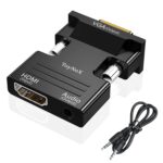 HDMI to VGA Adapter,1080P HDMI Female to VGA Male with Audio Output Cable Converter, Female HDTV Input to Male VGA Output Adapter with 3.5mm Audio Jack for TV,Computer,Projector,Laptop.