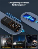 UN1QUE PT600 Cordless Tyre inflator for Car and Bike,150 PSI,6000 mAh Car Air Pump with LED Flash Light,Digital Display,Auto Shutoff Air Inflator for Cars,Bikes,Motorcycles,Balls - Image 5