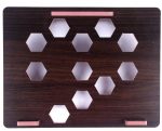 Wooden Laptop Stand with Ventilation Grid, Ergonomic Slanted Laptop Holder with Hexagonal Cutouts, Anti-Slip Stoppers, Cooling Laptop Riser for Desk - Image 2