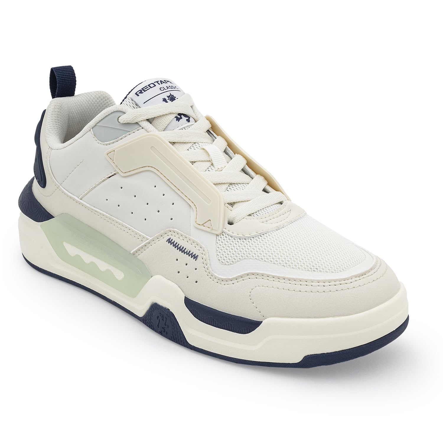 61z3Wq1eB-L._SL1500_.jpg Red Tape Men's Sneakers White Blue Pu Mesh TPU Round Toe Lace-Up - Image 1