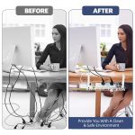 No Drill Hanging Under Desk Cable Management Tray, Space-Saving Rack, Sturdy Metal Wire Organizer Basket for Office and Home Standing Desk, 40x13x15cm (White) - Image 6