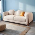 Boucle Fabric Modern Design Sofa with Pillow or Strong Woden Legs Best for Living Room, Halways, Garden (2 Seater) - Image 3