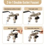 HASTHIP® Water Tap, Garden Faucet Splitter, 1 in 2 Out Zinc Alloy Hose Y-Connector, Dual Water Tap Adapter with Individual Shut-Off Valves for Garden, Lawn & Outdoor Irrigation - Image 4